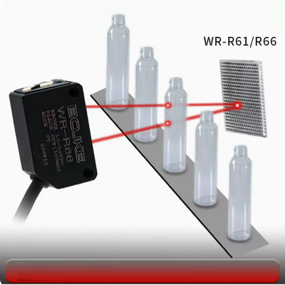 Square Retro Reflective Photoelectric Sensor NPN Output Fiber Optic Photoelectric Sensor