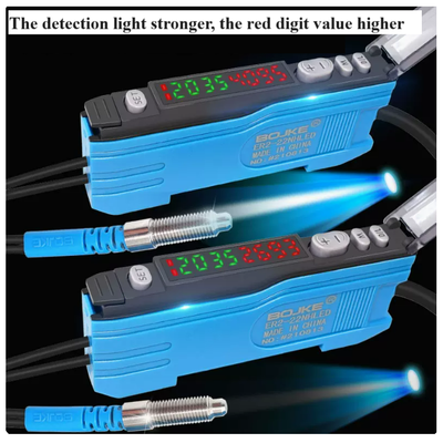 NPN / PNP Output Fiber Optic Amplifier LED Light Source Detector